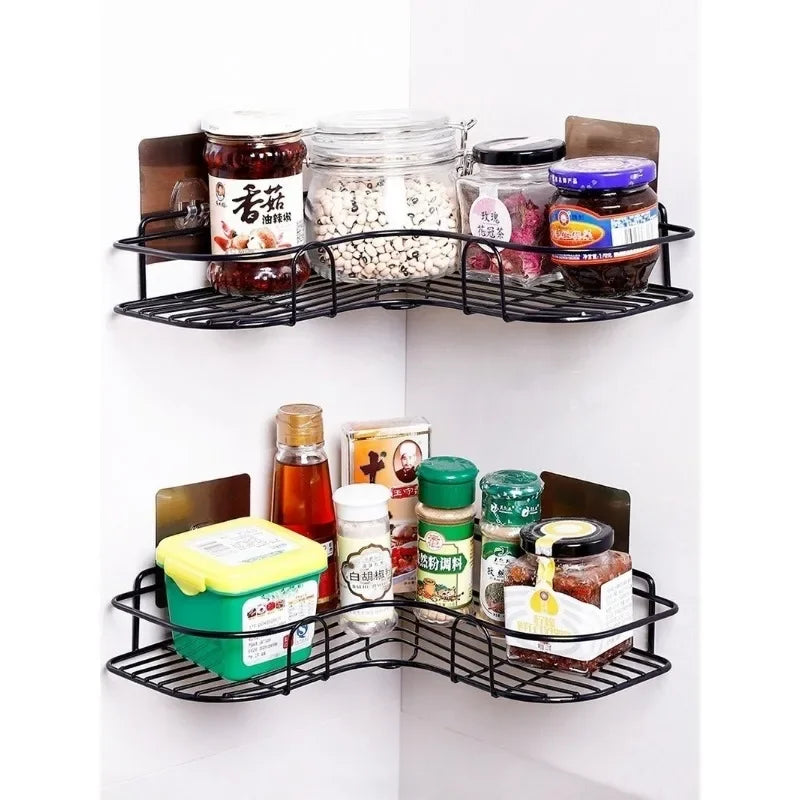 Metal Corner Rack For Bathroom & Kitchen (With Hook)