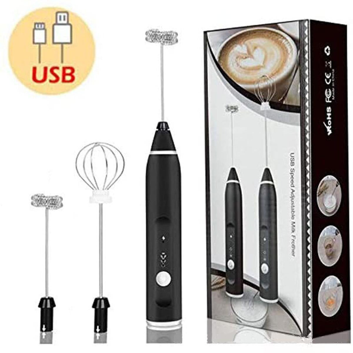 2 in 1 Rechargeable Milk Frother Wand for Coffee, Latte, Cappuccino, Hot Chocolate & Beverages (Black)