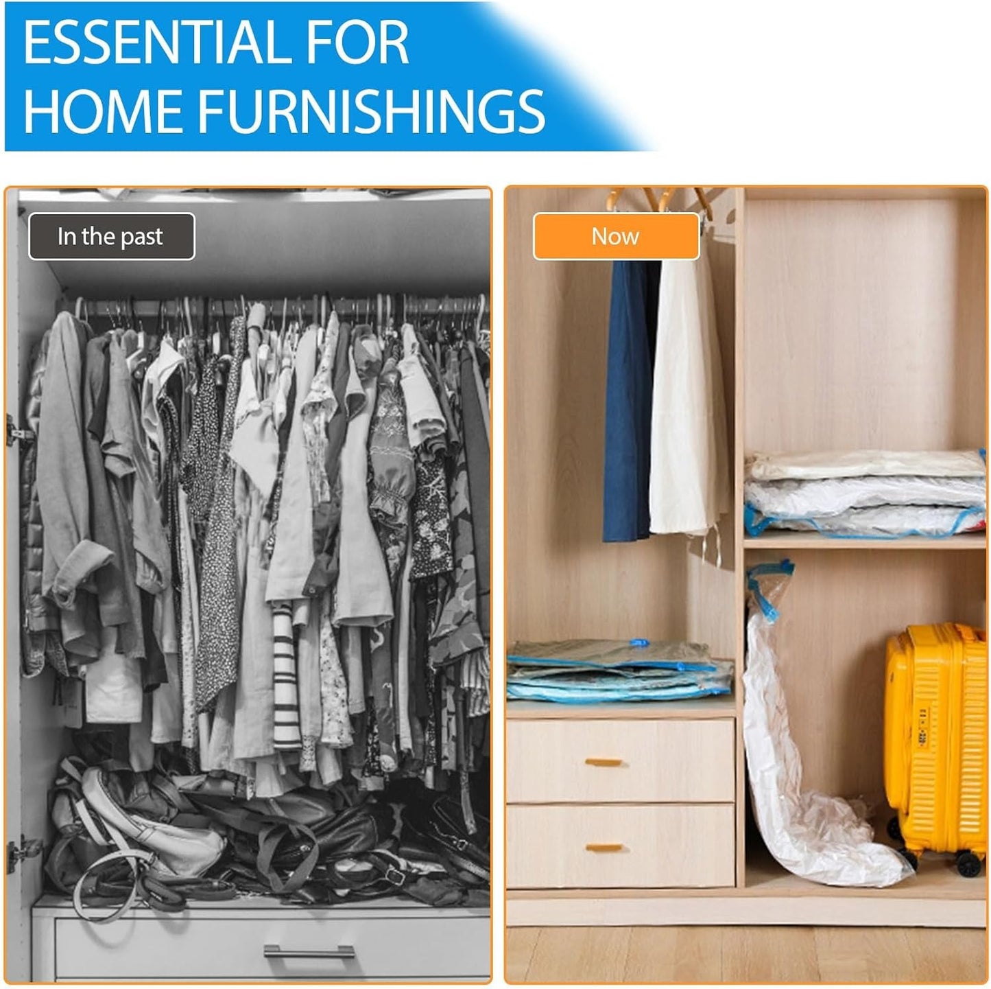 Vacuum Storage Bags with Hand Pump (5 Pack)