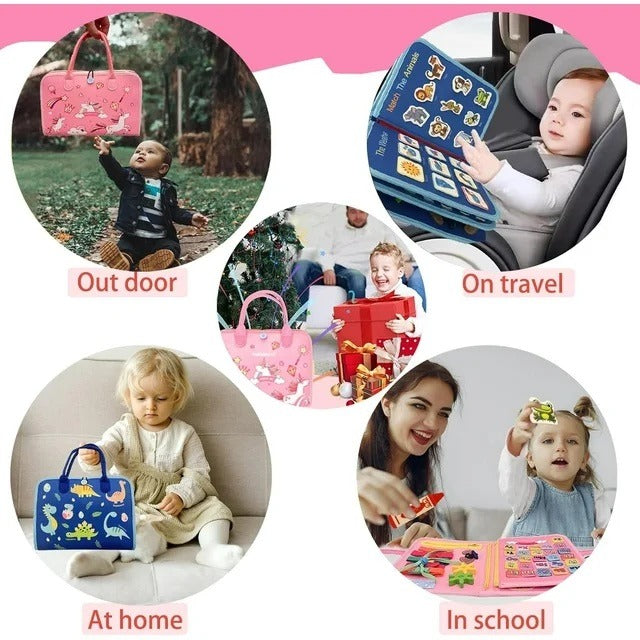 Busy Book for Kids – Reusable Educational Activity Board with Stickers & Flashcards