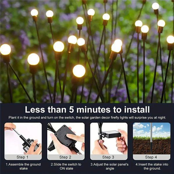 10Pc LED Solar Powered Firefly Garden Light