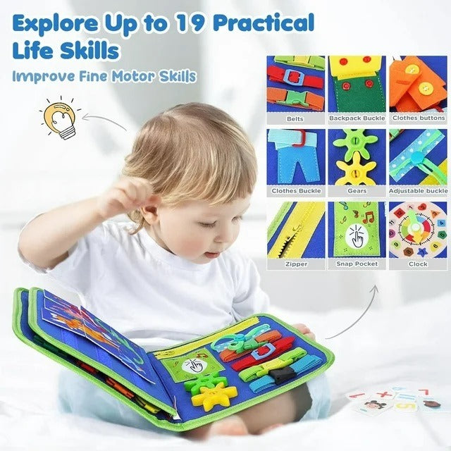 Busy Book for Kids – Reusable Educational Activity Board with Stickers & Flashcards