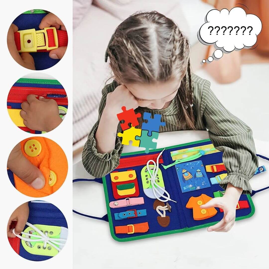 Busy Book for Kids – Reusable Educational Activity Board with Stickers & Flashcards