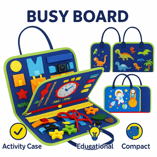 Busy Book for Kids – Reusable Educational Activity Board with Stickers & Flashcards