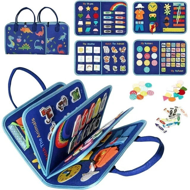 Busy Book for Kids – Reusable Educational Activity Board with Stickers & Flashcards